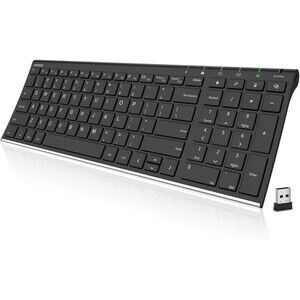 Arteck USB Wireless Keyboard Stainless Steel Ultra Slim Keyboard Numeric Keypad